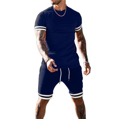 China Breathable Men's Clothing Summer Round Collar Short Sleeve Men's T-Shirts Sports Tracker Shorts Two Piece Sets Fitness Two Sets Short Men for sale