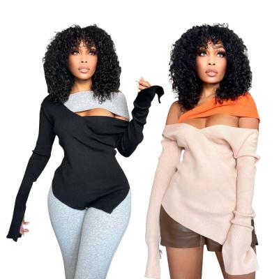 China Anti-wrinkle knit crop tops Amazon success knit women's tank tops elegant sexy patchwork irregular women's jackets and coats for sale