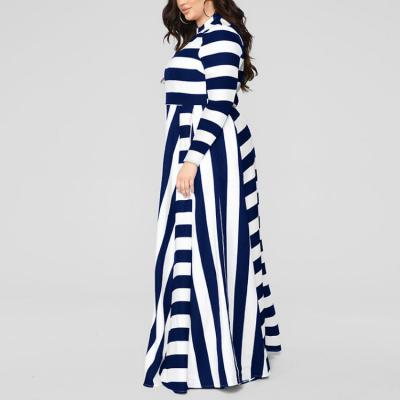 China Fashion Striped Plus-Size Long Sleeve Sweet Casual Dress For Fall for sale