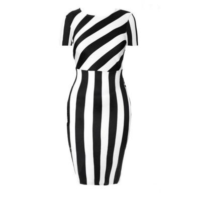 China Breathable Wholesale Black Stripes Dress Career Dress Women Plus Size Ladies Office for sale