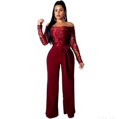 China Soft 2021 wholesales sexy trending stylishing off the shoulder jumpsuit for women with bandage for sale