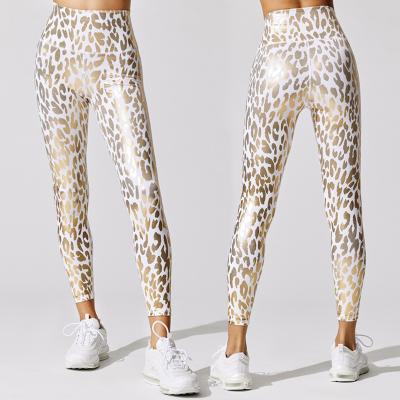 China Women's Sport Tracksuit Leopard Print Butt Lift Workout Pants Breathable Tight Stretch Printed Yoga Pants High Waist Slimming Workout Pants for sale