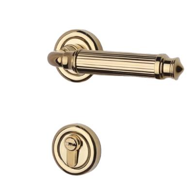 China Modern Luxury Design Door Lock Gold Interior Door Handle Silent Luminous High Quality Split Door Lock Set for sale