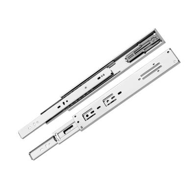 China Modern high quality full extension soft narrow drawer slides three section stainless steel telescopic steel ball slides for sale