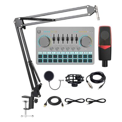 China 22 Kinds Professional Studio (BOX ODM) Recording Live External Audio Interface Adjustable Mixer USB Sound Card with XLR Podcast Microphone for sale