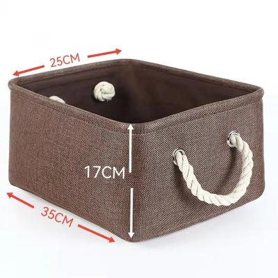 China New Design Viable Cotton Canvas Fabric Cloth Storage Boxes And Containers Collapsible Organizer With Handle for sale