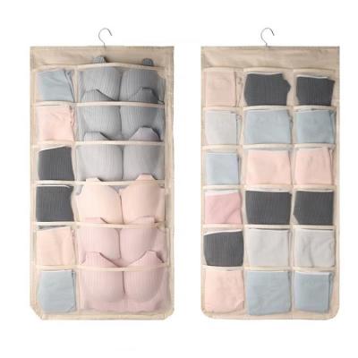 China Good Quality Sustainable Nonwoven Double Sided Thick Foldable Underwear Storage Bag Hanging Organizer For Socks Bras for sale