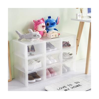 China Viable Excellent Quality Plastic Transparent Box Book Shoes Cube Sneaker Storage Clear Foldable Toy Storage Bins Organizer for sale