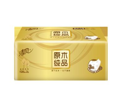 China Hot Selling Facial Tissue Gold Series 190*132mm Thick Facial Tissue 120 Sheets for sale