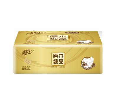 China 100% Virgin Pulp Golden Series Facial Tissue 3 Ply Facial Tissue Package 110 Sheets for sale