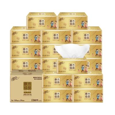 China Pure And Safe Facial Tissue 190*132 Mm White Gold Series Soft Facial Tissue 150 Sheets for sale