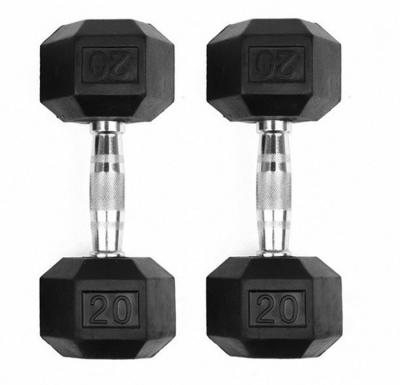 China Cheap Gym Fitness 1-50kgs Hexagonal Rubber Coated Dumbbells for sale