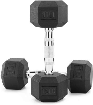 China Universal Gym Cross Fit Weightlifting Equipment Hex Rubber Coated Dumbbell Set Home Gym for sale