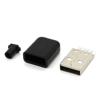 China DIY USB 2.0 Male Plug Connector With Hoods Black Color USB Type One Connector Kit Usb U03 for sale