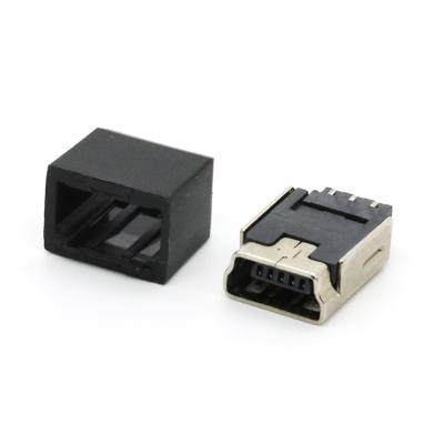 China PCB Mini USB 5 Pin Female Socket Connector with Plastic Cover for Wire Soldering for sale