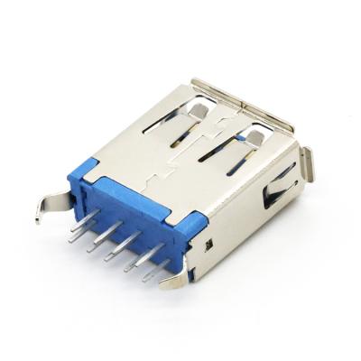 China Blue Insulator USB 3.0 Connector Type 9 Position USB 3.0 Female Interface L=14.8mm U03-AFXAXX-1005 for sale