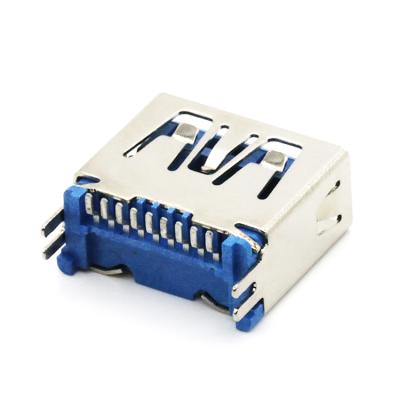 China Vertical SMT USB 3.0 One Port 9 Position Female Connector 9 Receptacle Surface Mount U03-AFXAXX-1008-V1 for sale