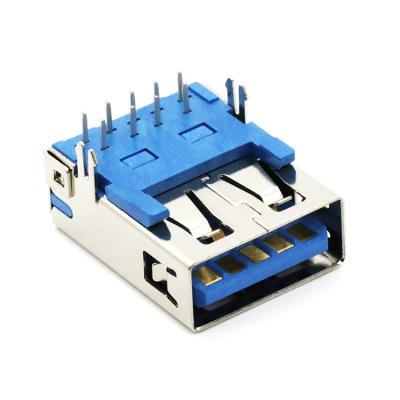 China USB AF 3.0 A Receptacle Female Socket Connector DIP Mount Type Right Angle Blue DIP Type Isolator U03-AFXAXX-3004-V1 for sale