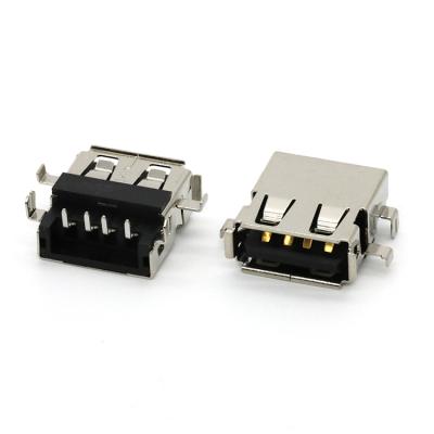 China Orientation Type USB 2.0 A Mid Mount USB 2.0 A Socket Connector 4 Pin 14.1mm Female Length 4 Boardlocks U02-AFXX5T-020 for sale