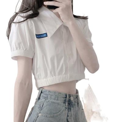 China The other girl 2022 new white fried street shirt summer puff short sleeve navel shirt slimming top fashion for sale