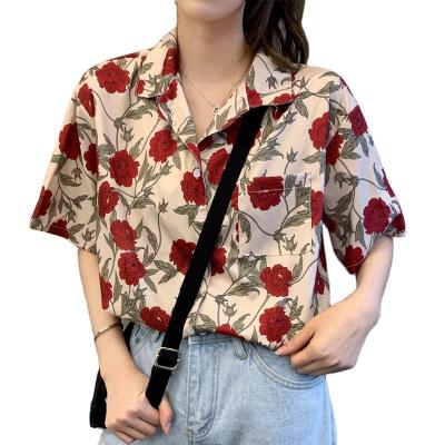 China Very Fairy Western Coat Korean Style Hong Style Tops Of Other Design Short Floral Shirt Women Retro for sale