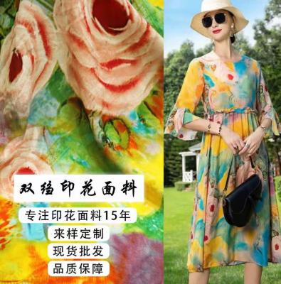 China Wholesale Wrinkle Resistant Crepe Fabric Crepe Loin Fabric 100 Polyester Crepe Printed Dress Fabric for sale