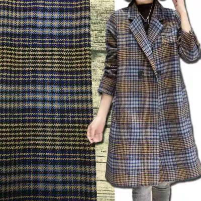 China Suit Resistant Fabric Tweed Wool Fabric Wrinkle Plaid Loungewear Tweed Woolen Overcoat for sale