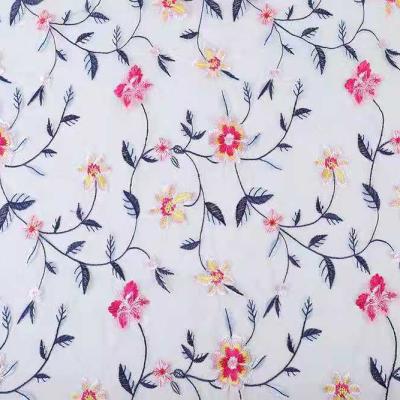 China New Breathable Gauze Plant Flower Embroidery Embroidered Cloth Casual Wear Fashion Cloth for sale