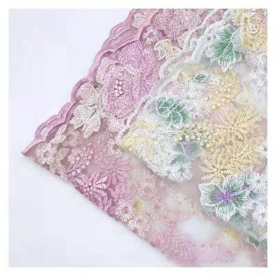 China Fashionable gauze peony lace breathable embroidery fabric girl dress cheongsam fabric for sale