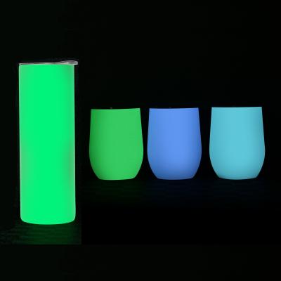 China New Arrival Fashionable Fluorescent Metal Straight Empty 20Oz Stainless Steel Glow In The Dark Sublimation Tumblers With Lid Straw for sale