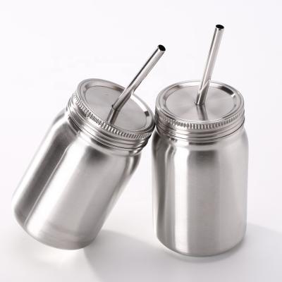 China Stocked Stainless Steel 500ML Mason Jar Tumbler With Lid Straw for sale