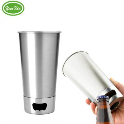 China Sustainable Stainless Steel Beer Mug Pint Mug With Built In Bottle Opener for sale