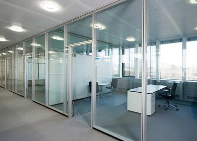 China 46db Sound Reduction Double Glazed Partition System Interior Glass Partitions for sale