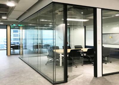 China Pre-Fabricated Glass Wall Partition Single 10mm Thick Black Glazed For Interior Office From Glawall for sale