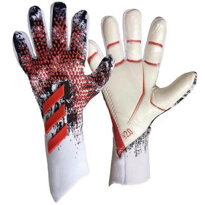 China Hot Sale Flat Palm Goalkeeper Gloves Professional Protect 3D Latex Football Soccer Goalkeeper Knitting Nylon Gloves for sale