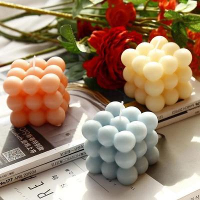 China Luxury Romantic Rubik's Cube Bubble Ball Candle Decoration Home Square Scented Candle Soy Wax Essential Oil Photography Tools for sale