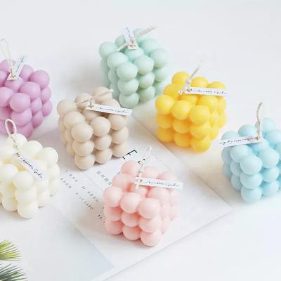 China INS Luxury Home Decor Round Magic Soy Wax Candle Aromatherapy Cube 3D Essential Oil Scented Scent Candles for sale