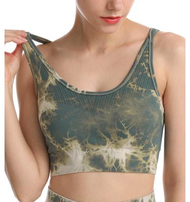 China Antibacterial Seamless Gym Wear Sheer Shine Printing Yoga Bra Hot Closure Sports Bra for sale