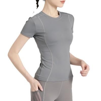 China Breathable Customized Fitness Sport Wear Clothing Yoga Shorts Running Sleeve Plus Size Shirt for sale