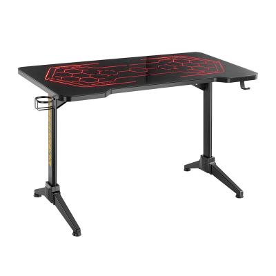 China Wholesale PC Gaming Computer Desk Computer Gaming Table Lights ARES WING Gaming Desk With RGB Multicolor Lights Manufacturer for sale