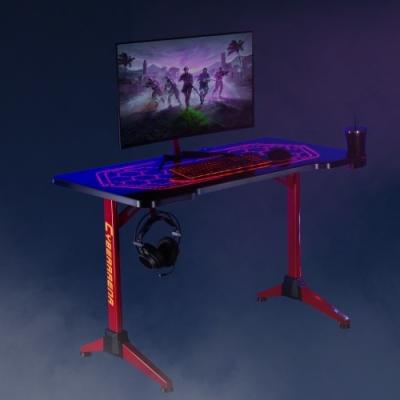 China Wholesale PC Gaming Desk Computer Gaming Table Lights ARES WING Large Gaming Desk With RGB Multicolor Lights Manufacturer for sale