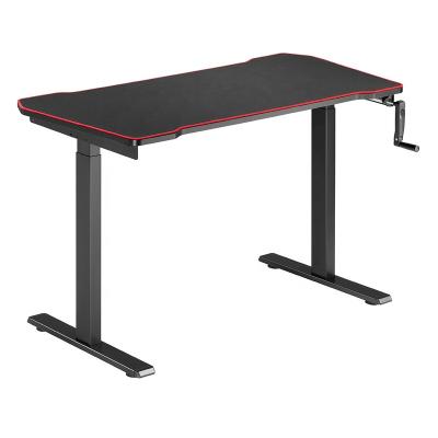 China ARES WING Height Adjustable Manual Sit Gaming Stand Standing Desk Crank Adjustable Desk 2 Piece Divided Table Top with Desk Mat for sale