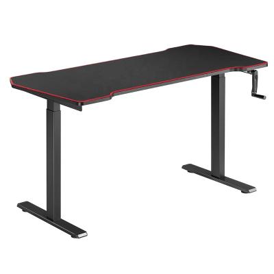 China Sit Stand Gaming Desk Large Adjustable Crank Manual Height Standing (Waist) Desk Large 2 Piece Divided Table Top with Desk Mat for sale