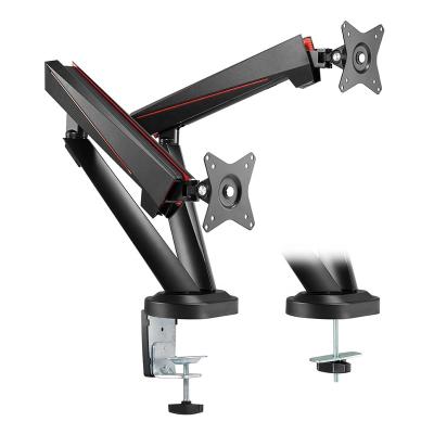 China Wholesale ARES WING Mechanical Spring Pro Gaming Monitor Desk Mount Dual Arm Monitor OEM Steel Custom Dual Monitor Stand for sale