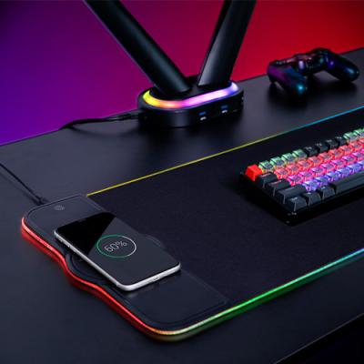 China ARES WING Wireless Charging Gaming Mouse Game Pad With RGB Lighting Water Resistant Mouse Pad for sale