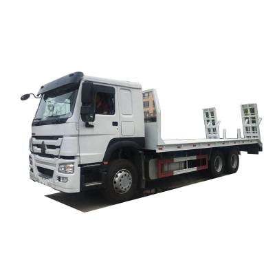 China China HOWO Aluminum Alloy 10 Wheels Self Loading Cargo Flatbed Truck With Support Leg for sale