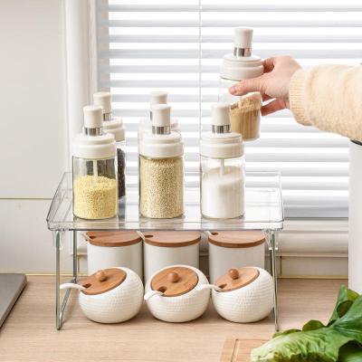 China Universal Workable Under Sink Cabinet Foldable Folding Spice Rack Storage Table Racks Shelves Organizer Set For Kitchen for sale