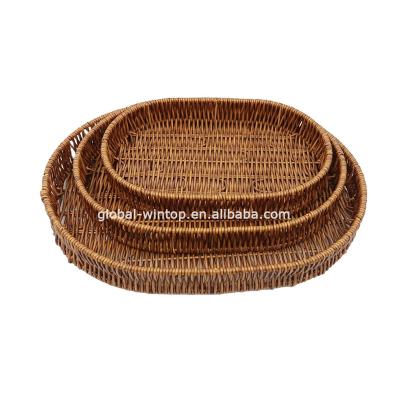 China Green Hotel Restaurant Round Table Kitchen Products Sustainable Natural Handcrafted Vegetable Fruit Storage Basket for sale