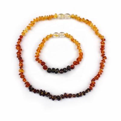 China High Quality Natural Baltic Amber Pleochroic/Pleochroism Baby Necklace Toy Bracelet 33-38cm Set Teething Necklace for sale