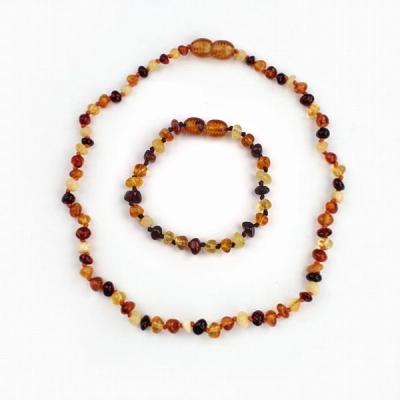 China 33-38cm High Quality Baltic Amber Mola Necklace Bracelet Set Pleochroic/Pleochroism Baby's Toy for sale